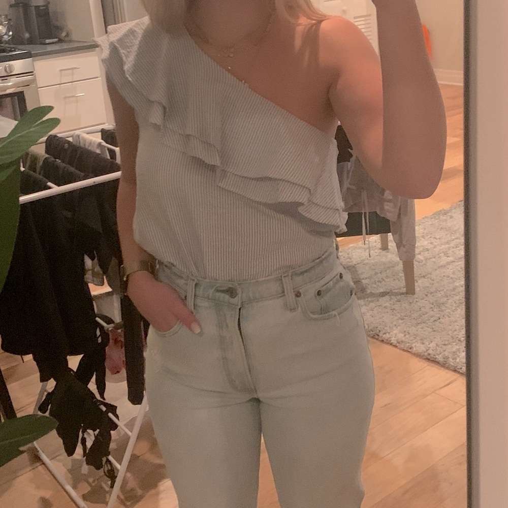 Lucky Brand One Shoulder Ruffle Top
